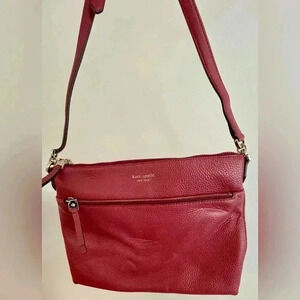 Kate Spade Crossbody Bag | Med Red Top Grain Leather | Gold Hardware